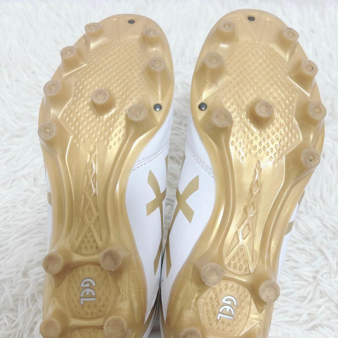 アシックス　スパイク　サッカー　DS LIGHT WIDE 24.5cm 白　金