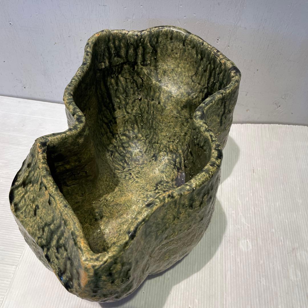 丸鉢　美濃焼？　花器　花瓶　盆栽鉢　水鉢　一点もの　焼物　工芸品