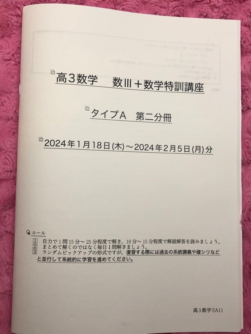 【売り切れ】鉄緑会　高3数学 数III 数学特訓講座 4冊　SAクラス
