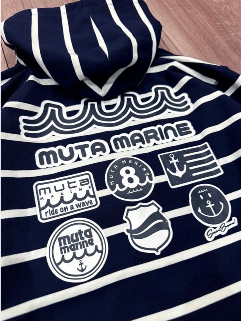 ムータ♡mutaMARINE♡ダブルジップアップパーカー♡ネイビーボーダー