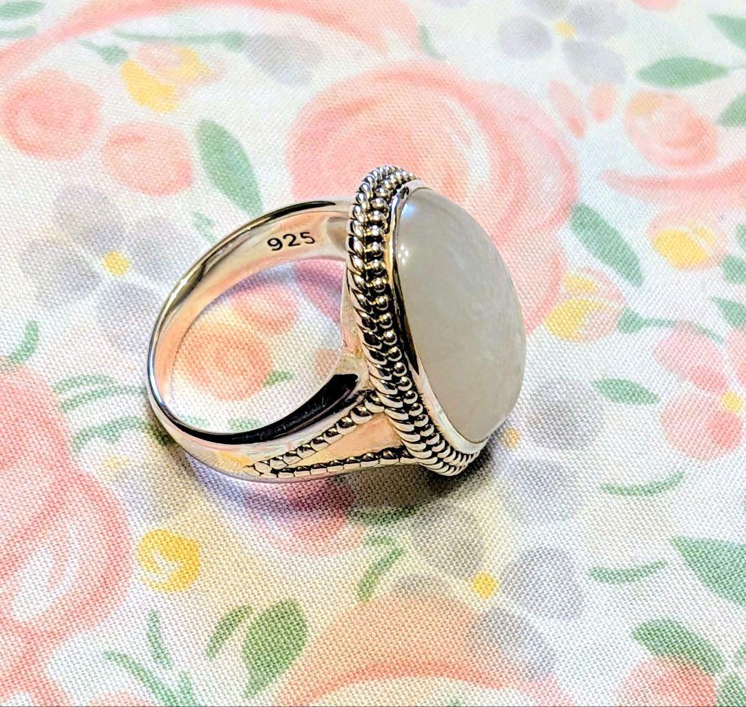 【SAMH by LILAS】ホワイトムーンストーンリング SV　15号　美品