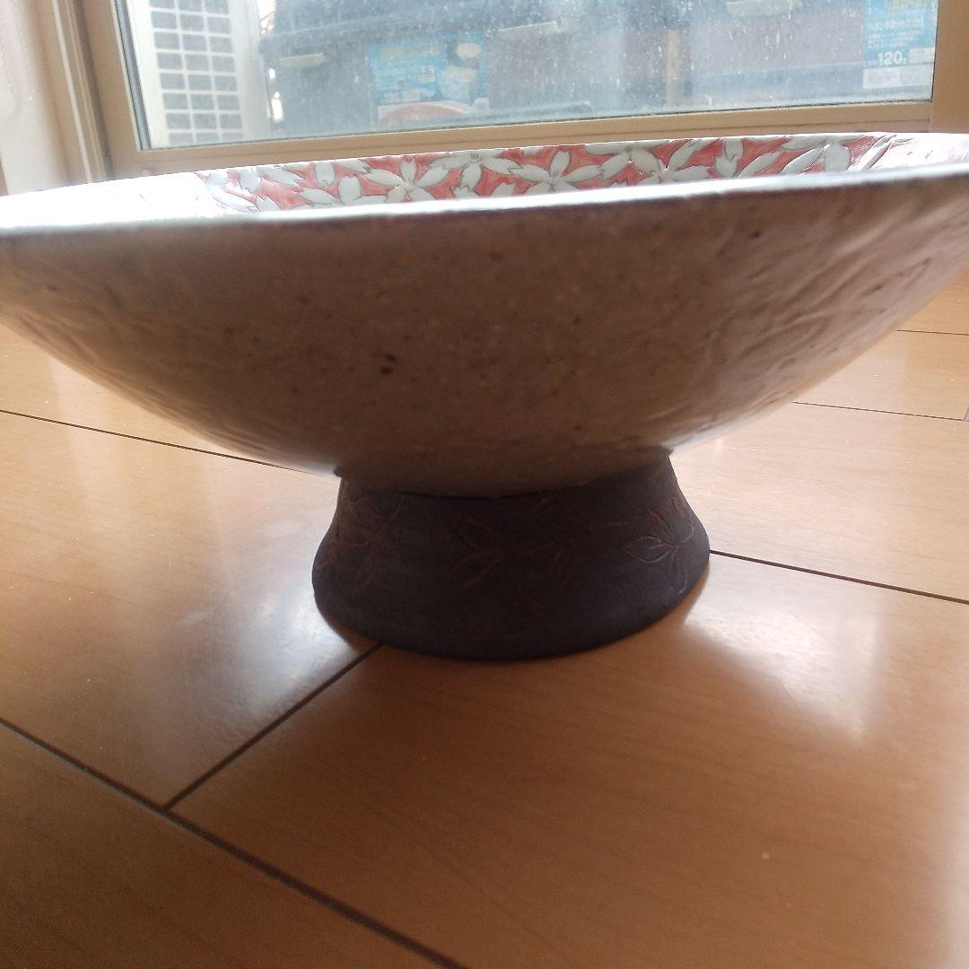コンポート 花柄陶器高台付きボウル