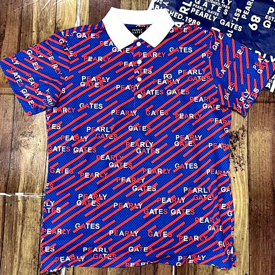 パーリーゲイツ　ポロシャツ　5 メンズ　PEARLYGATES 総ロゴ　L