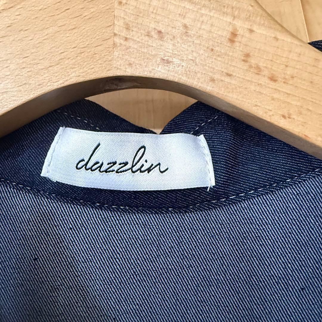 B739 dazzlin ステッチアートシャツワンピース　新品　インディゴ