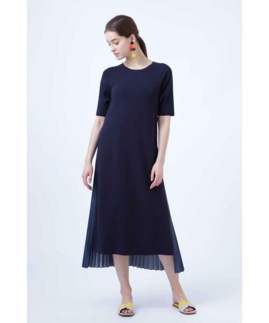 ADORE アドーア シャンブレー デニム プリーツ ワンピース 38