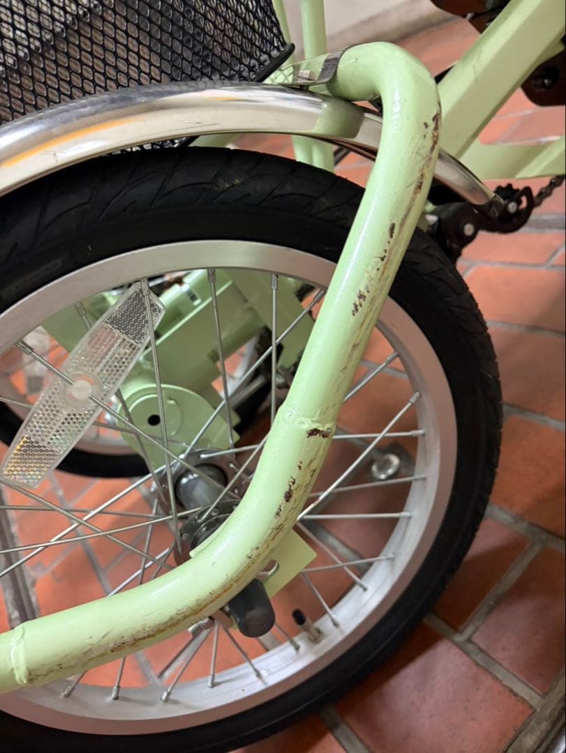 最終お値下げ‼️美品❗️電動アシスト三輪車 ミントグリーン 直接受け渡しのみです❗️