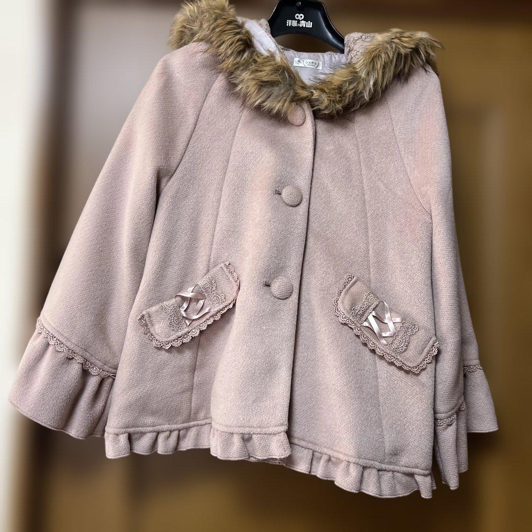 アクシーズファム⭐︎フーテッドポンチョコート⭐︎アワピンク⭐︎Mサイズ⭐︎新品未使用品