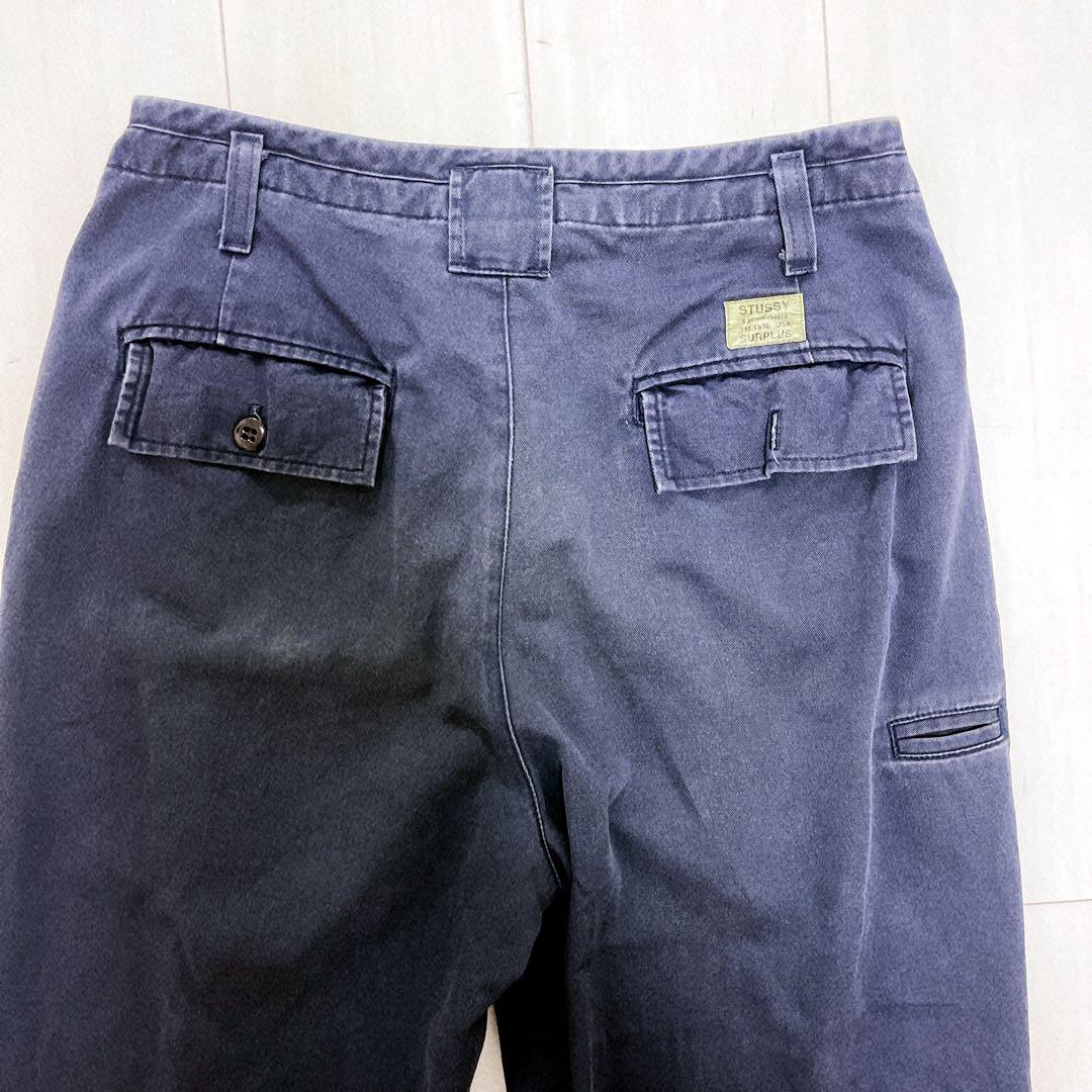 old stussy 90s USA ネイビー　ワークパンツ チノパン コットン