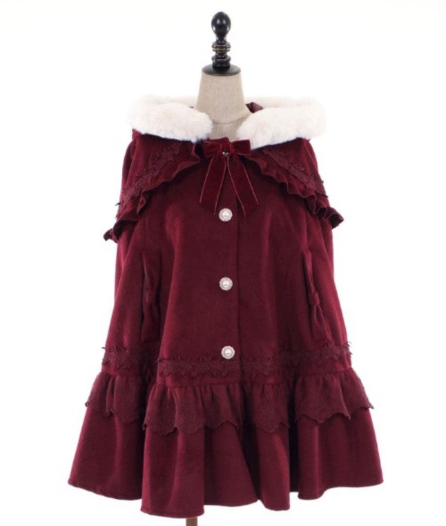 axes femme kawaii ローズフリルケープコート　ダッフル　マント