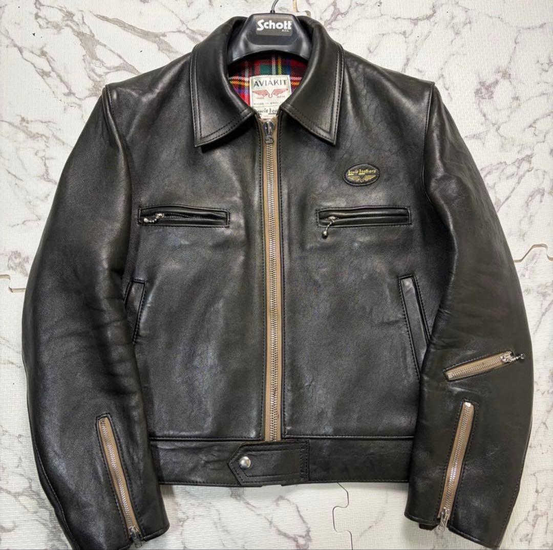 42size✨ルイスレザー ドミネーター シープスキン　ベージュジップ 黒