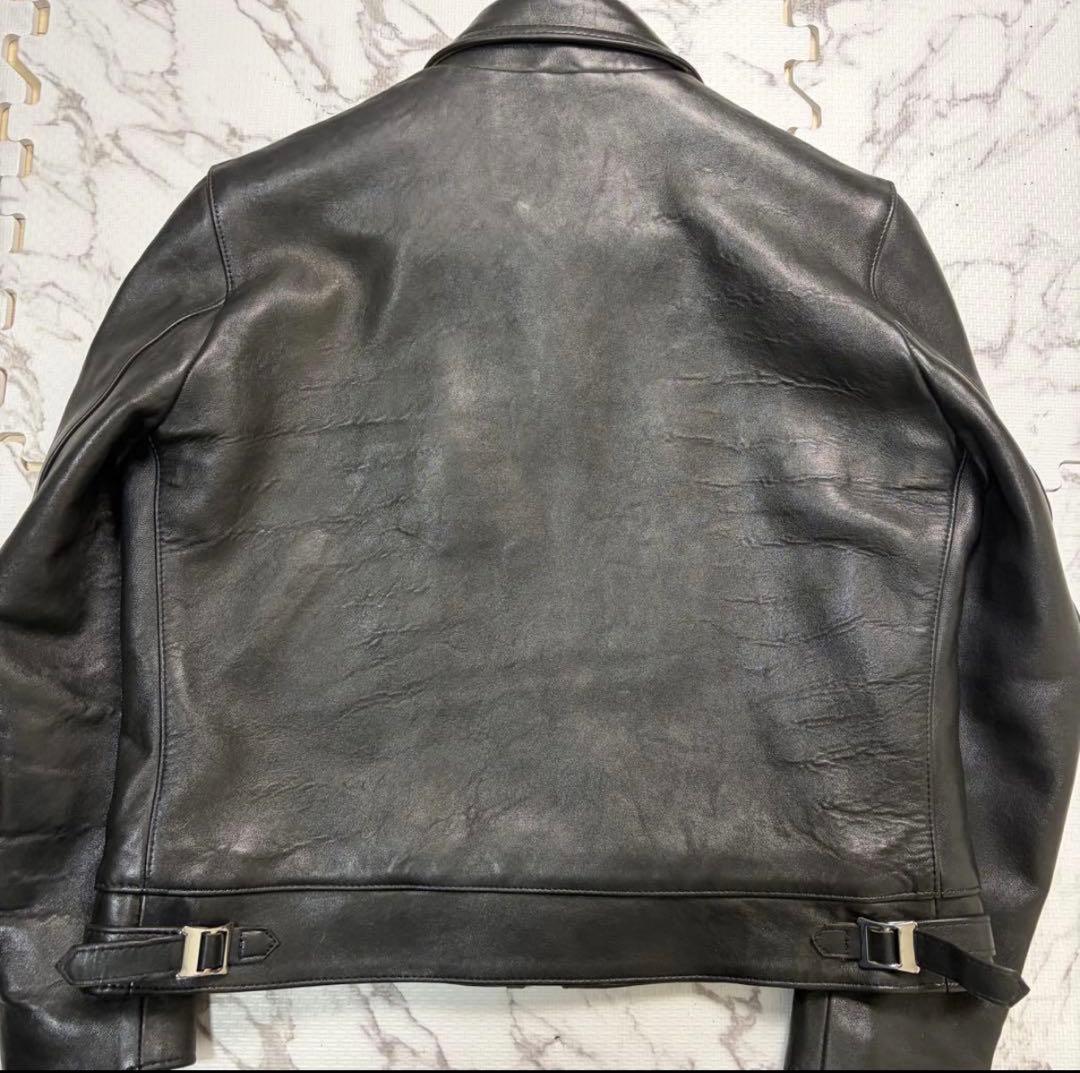 42size✨ルイスレザー ドミネーター シープスキン　ベージュジップ 黒