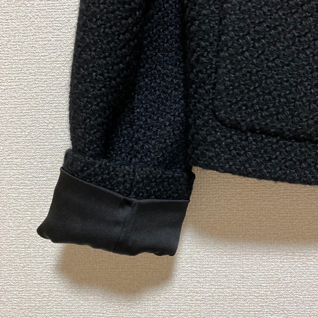 Theory 23AW ノーカラー ツイードクロップドジャケット 黒
