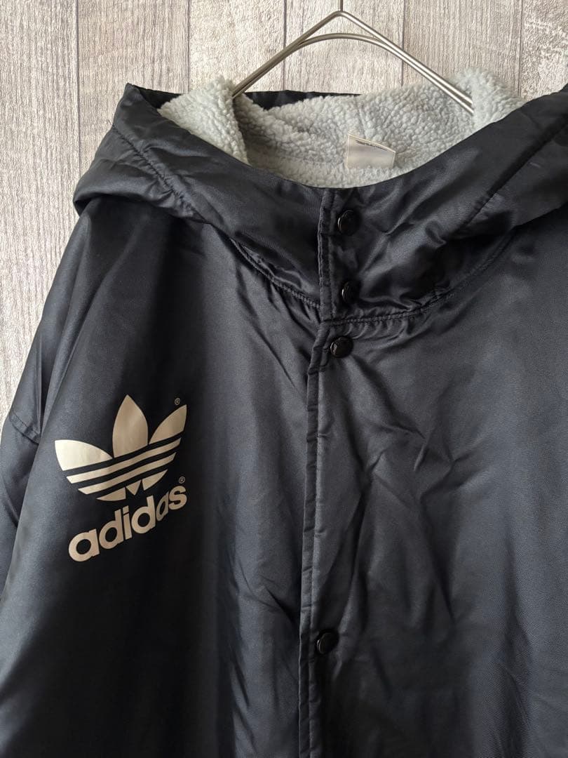 アディダス　adidas ベンチコート　ロングコート　ヴィンテージ　ブラック