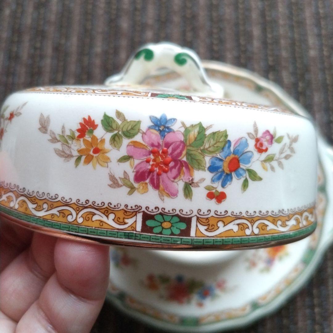 【美品】イギリス　グリンドリー　CREAMPETAL　バターケース