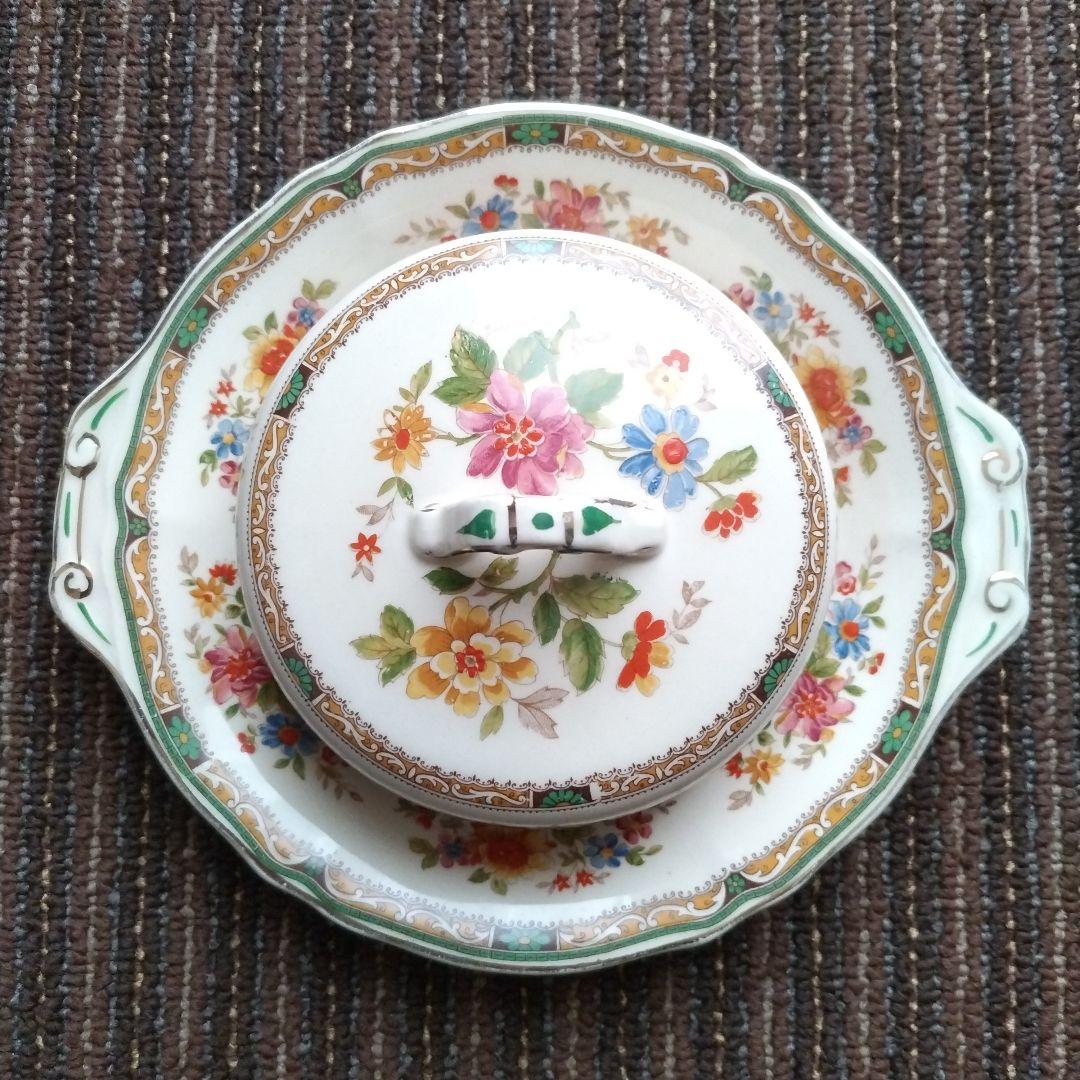 【美品】イギリス　グリンドリー　CREAMPETAL　バターケース