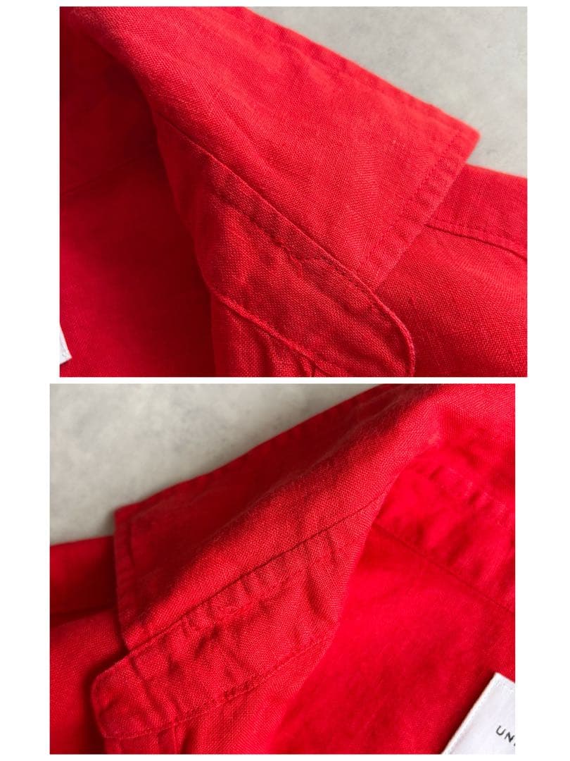 美品 ◆ ユナイテッドアローズ　リネン スキッパーシャツ　レッド