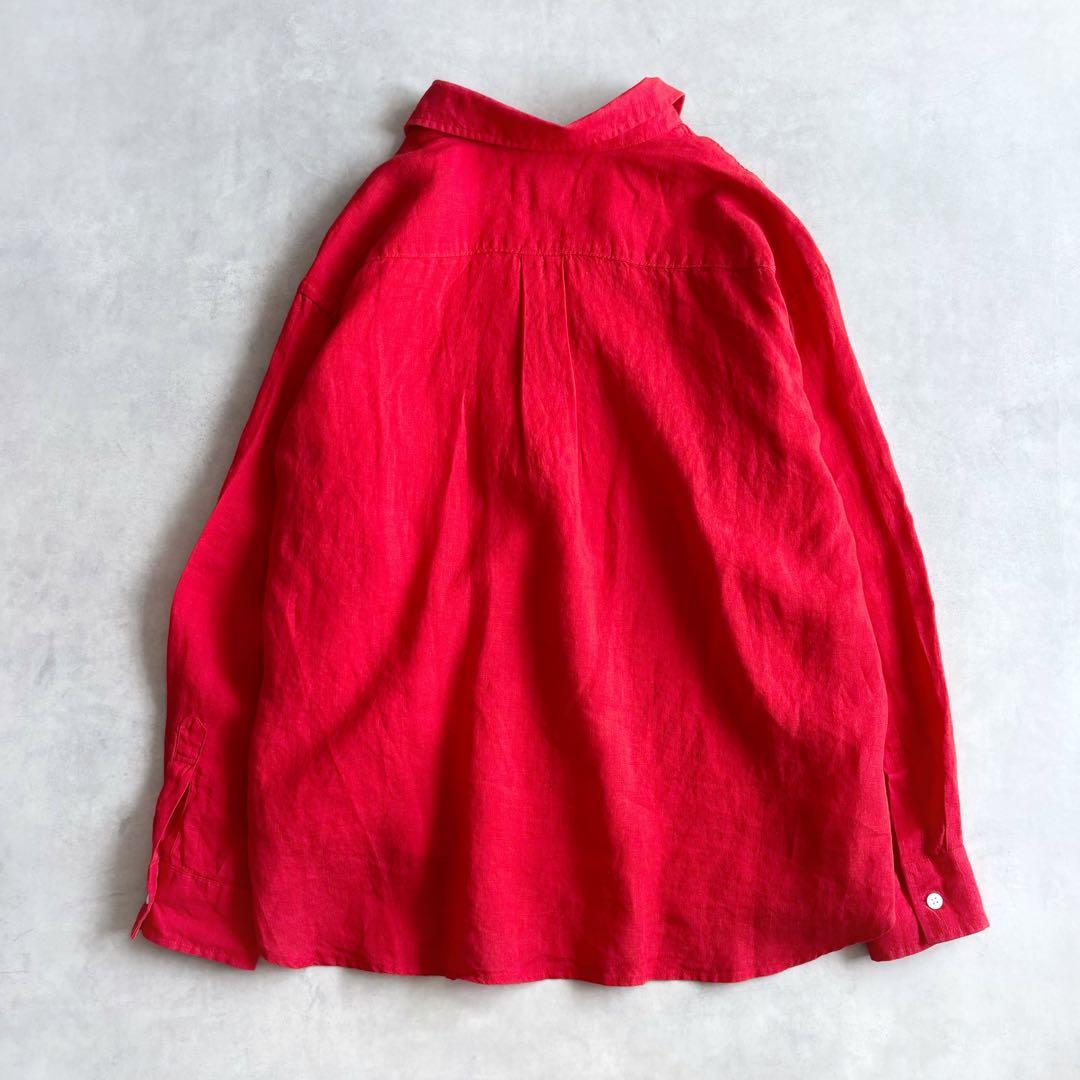 美品 ◆ ユナイテッドアローズ　リネン スキッパーシャツ　レッド