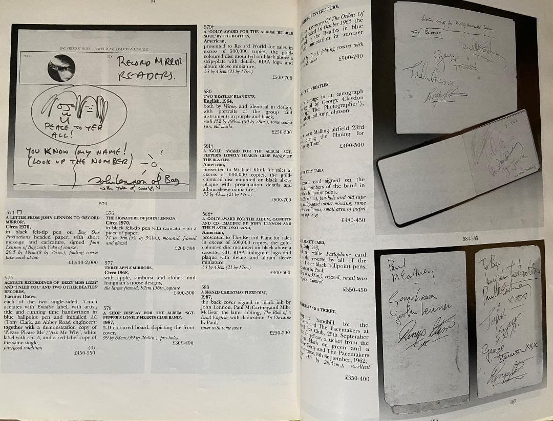 SOTHERBY'S Rock'n'Roll Memorabiliaカタログ