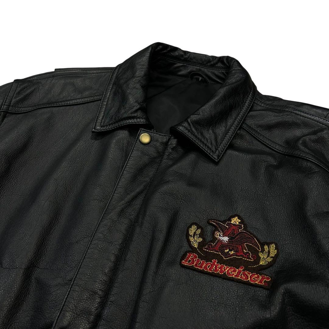 美品 90s Budweiser カウレザー/牛革 ボンバージャケット 短丈
