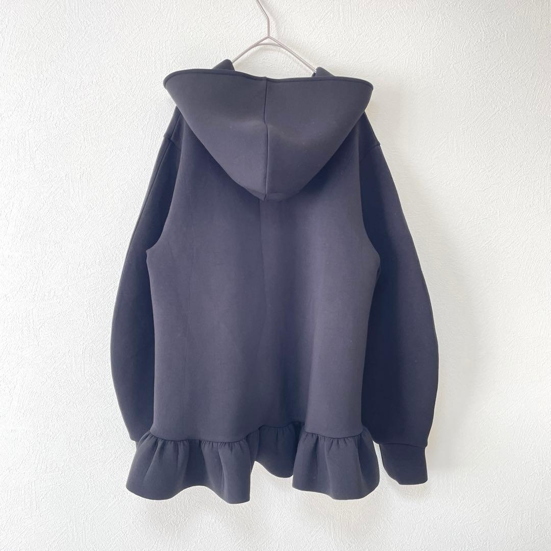 ELFRANK パーカー 裾フリル ダンボールニット ジップアップ レディース