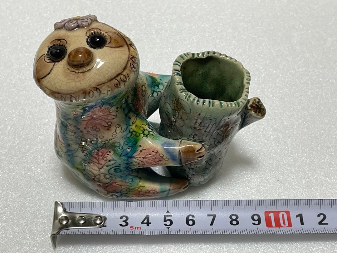 船戸あやこ　なまけもの　花瓶　置物　スペインタイルアート展 36300円新品同様