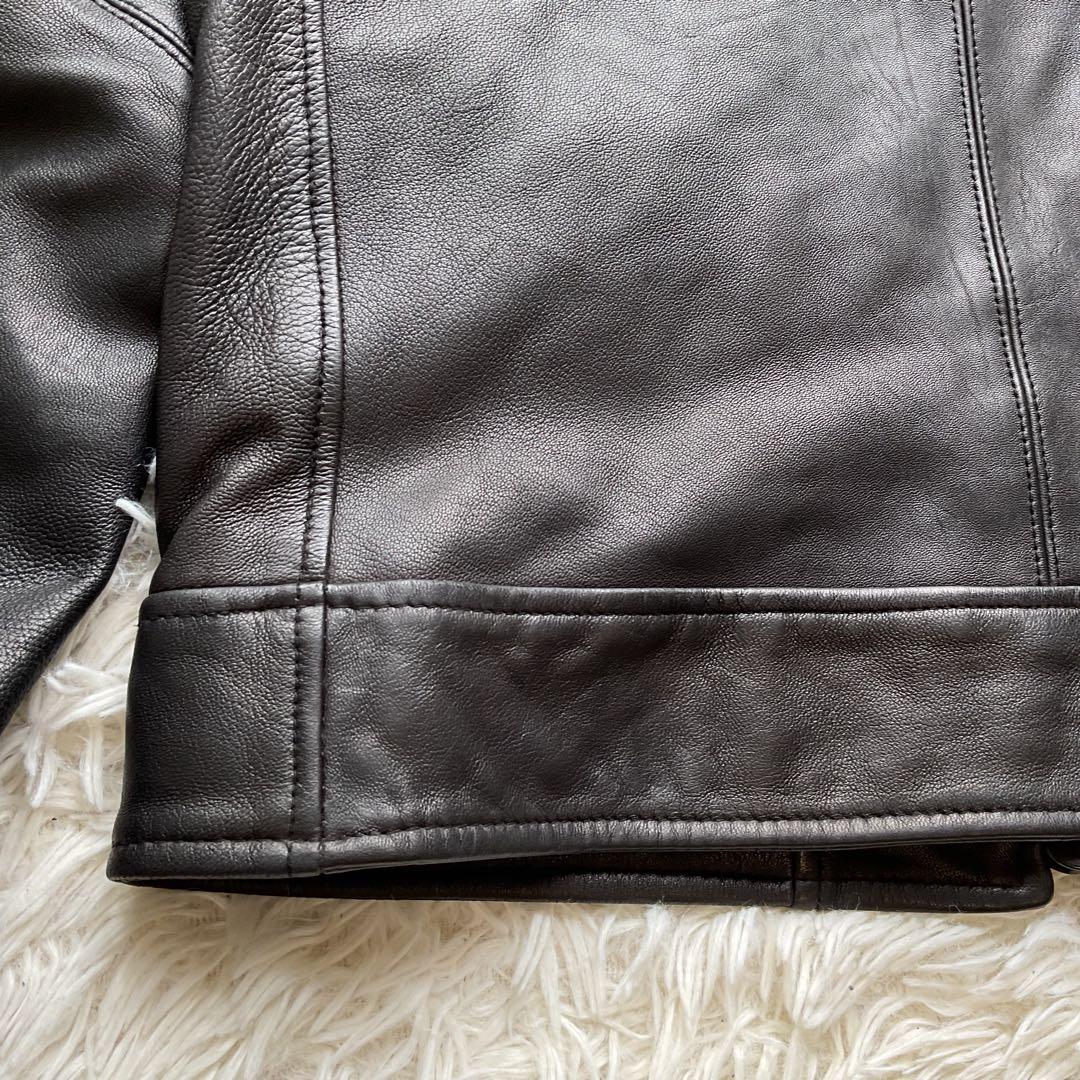 美品✨AVIREX レザージャケット　シングルライダース　羊革　M ブラック