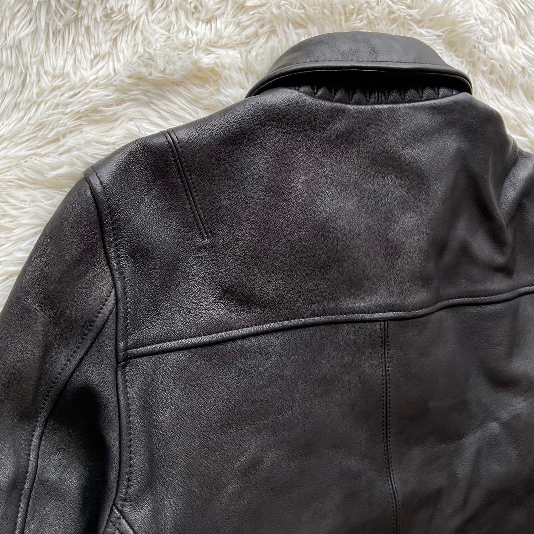 美品✨AVIREX レザージャケット　シングルライダース　羊革　M ブラック