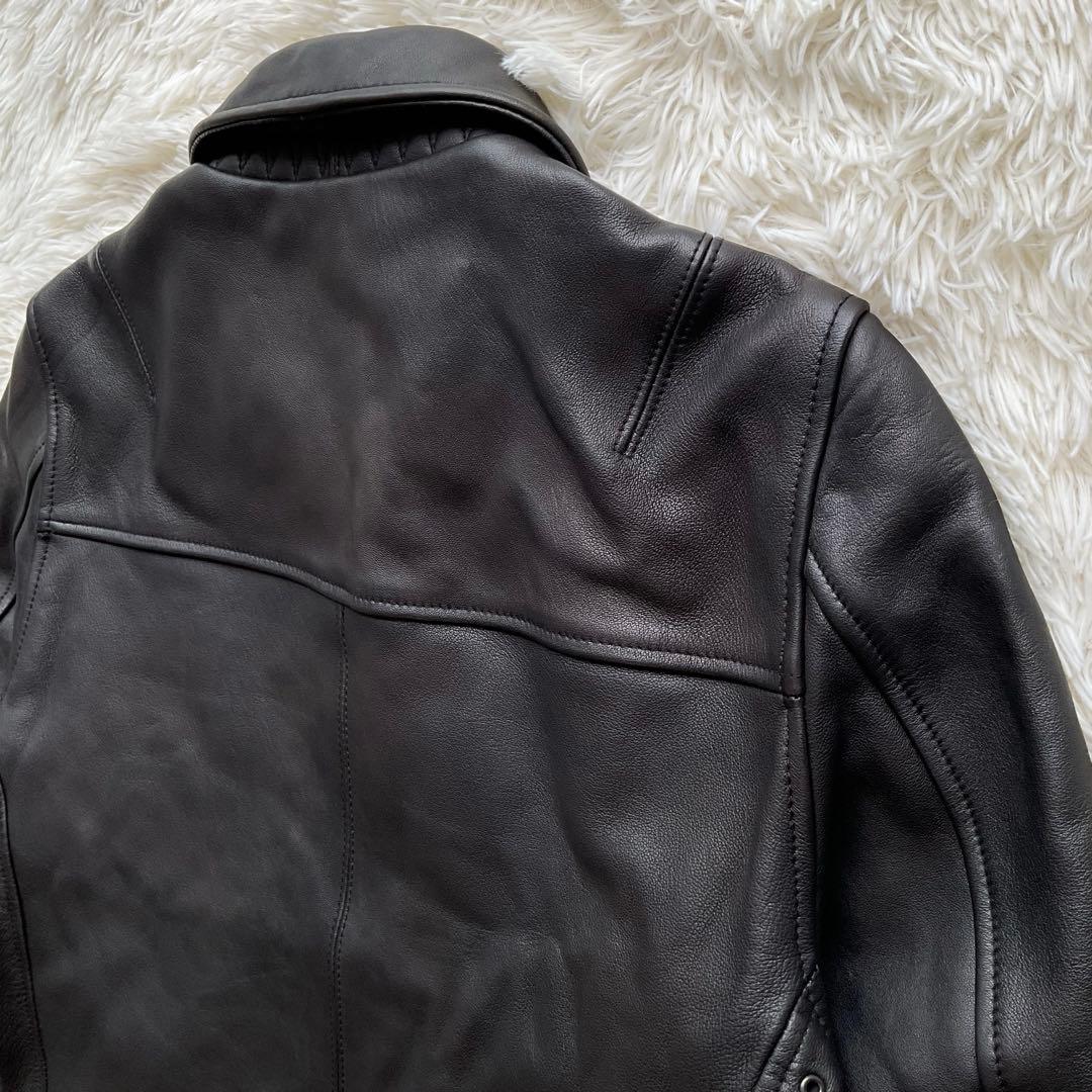 美品✨AVIREX レザージャケット　シングルライダース　羊革　M ブラック