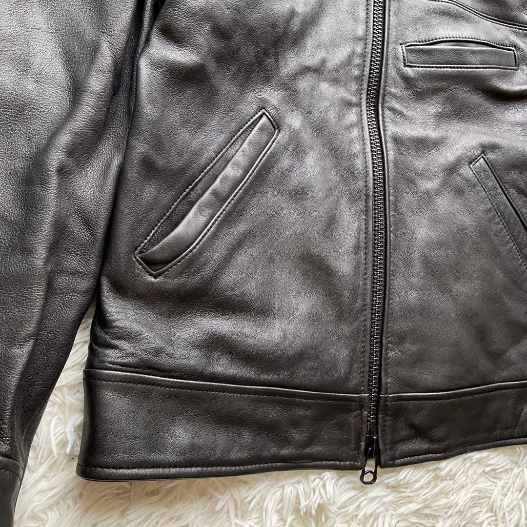 美品✨AVIREX レザージャケット　シングルライダース　羊革　M ブラック