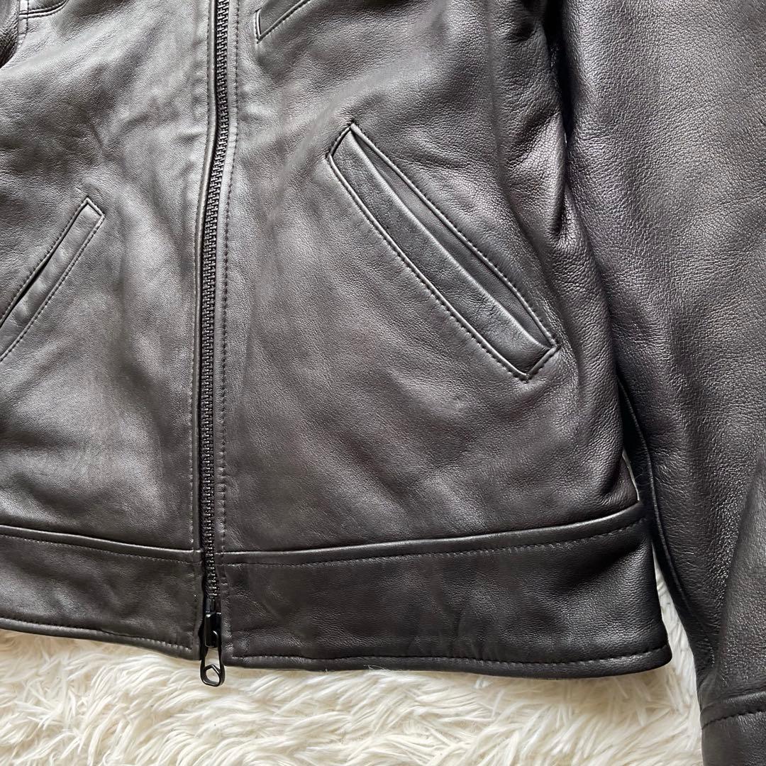 美品✨AVIREX レザージャケット　シングルライダース　羊革　M ブラック