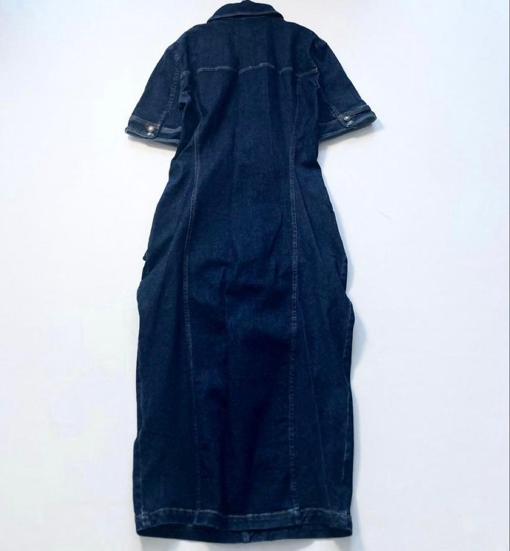 【大きいサイズ／美品】マックスマーラ　近年 ストレッチデニムマキシ丈ワンピース