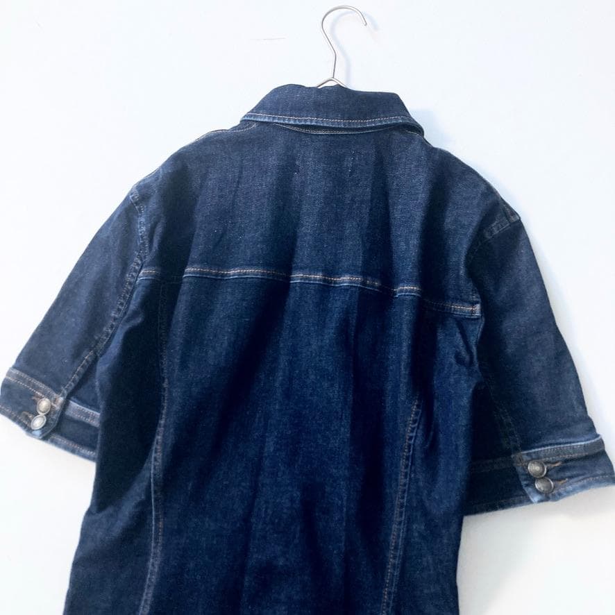 【大きいサイズ／美品】マックスマーラ　近年 ストレッチデニムマキシ丈ワンピース