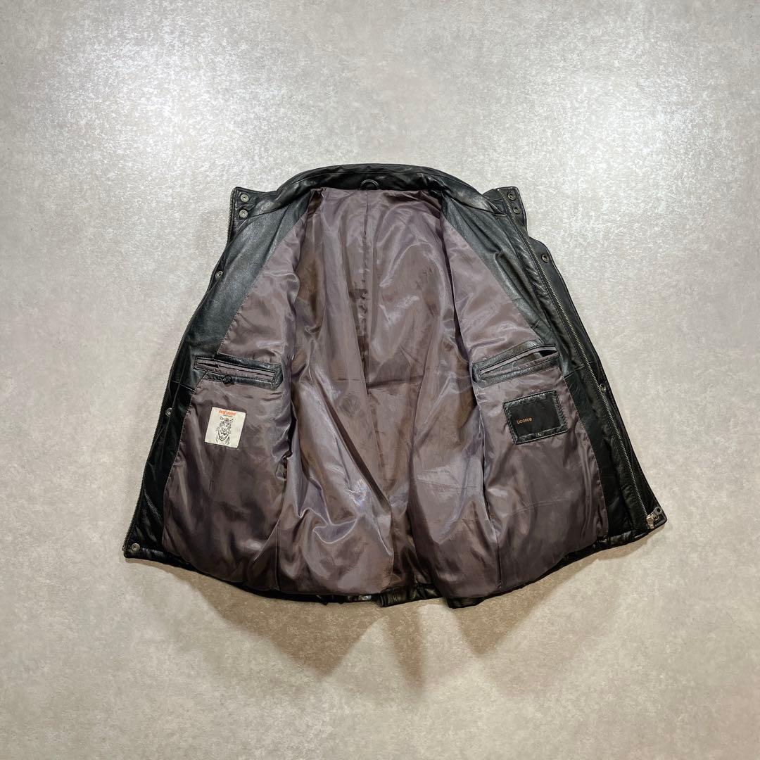 本革 LICORICE ラムレザー ダウンジャケット 貴重サイズ L 羊革 黒