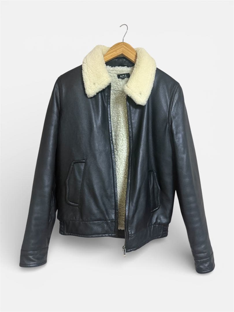 美品　A.P.C 羊革　ボア　レザージャケット　サイズ2　黒　ブラック