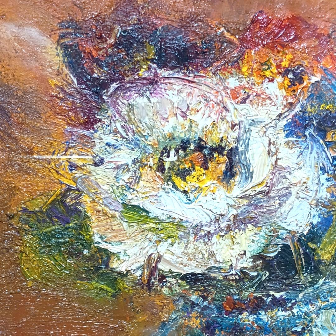 ■ 油彩画「華」金愛子　金色フレーム　F6