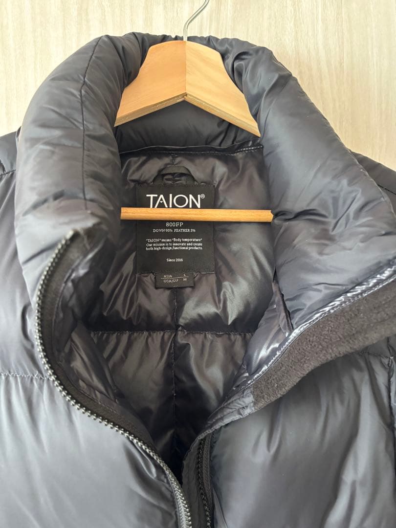 美品TAIONマウンテン パッカブル ボリュームダウンベストBLACK Lサイズ