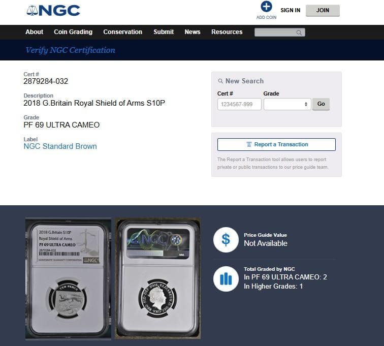 希少な高鑑定★2018 英国 銀貨 10ペンス 王室紋章 NGC PF69UC