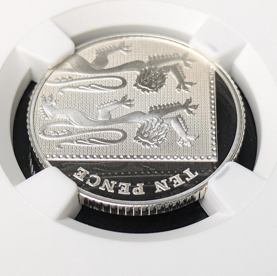 希少な高鑑定★2018 英国 銀貨 10ペンス 王室紋章 NGC PF69UC