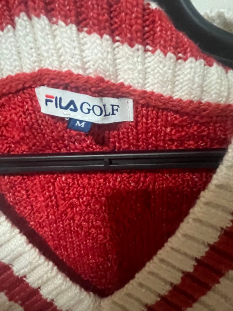 FILA GOLF 赤 Vネック セーター M