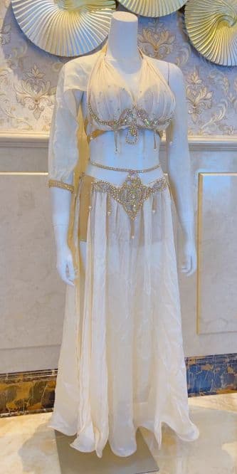 お得 美品ベリーダンス衣装 シャンパン　ブラスカートセット M コスチューム