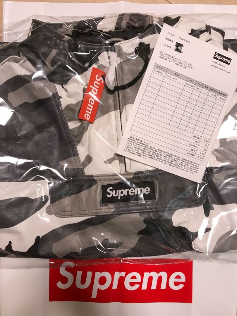 [L] Supreme シュプリーム レザー アノラック スノウカモ