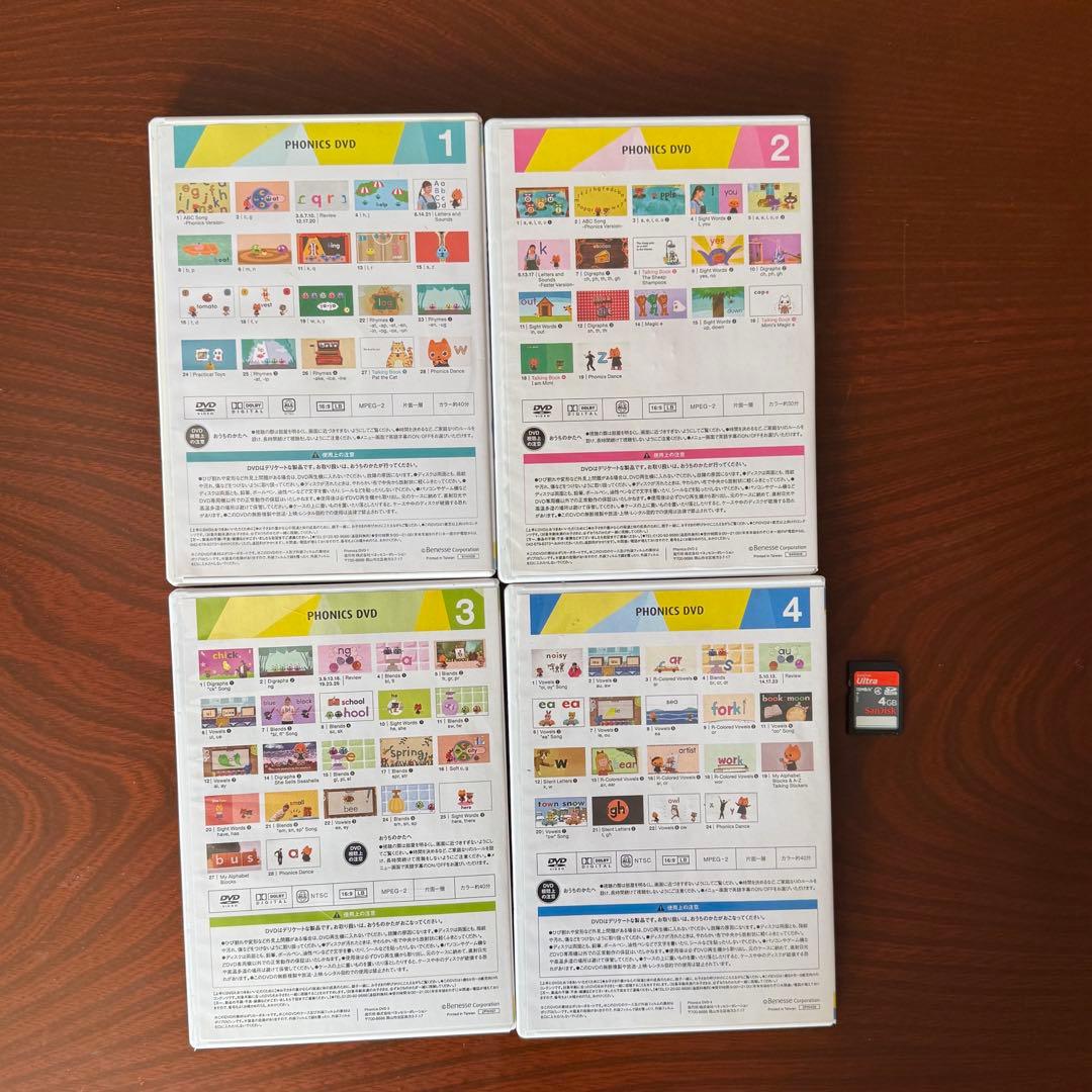 ワールドワイドキッズ フォニックス Phonics DVD 1〜4巻セット