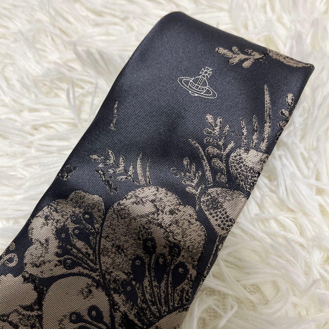 Vivienne Westwood ネクタイ花柄 オーブロゴ ジャカードブラック