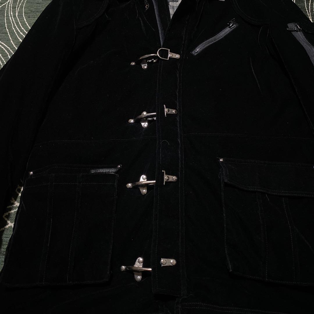ジャケット・アウター Y2K Black velour fur long coat fireman