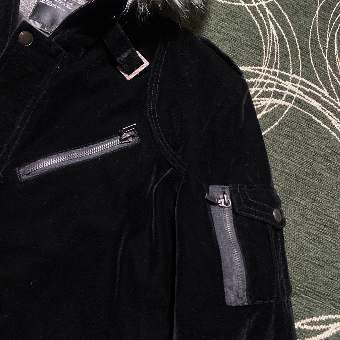 ジャケット・アウター Y2K Black velour fur long coat fireman