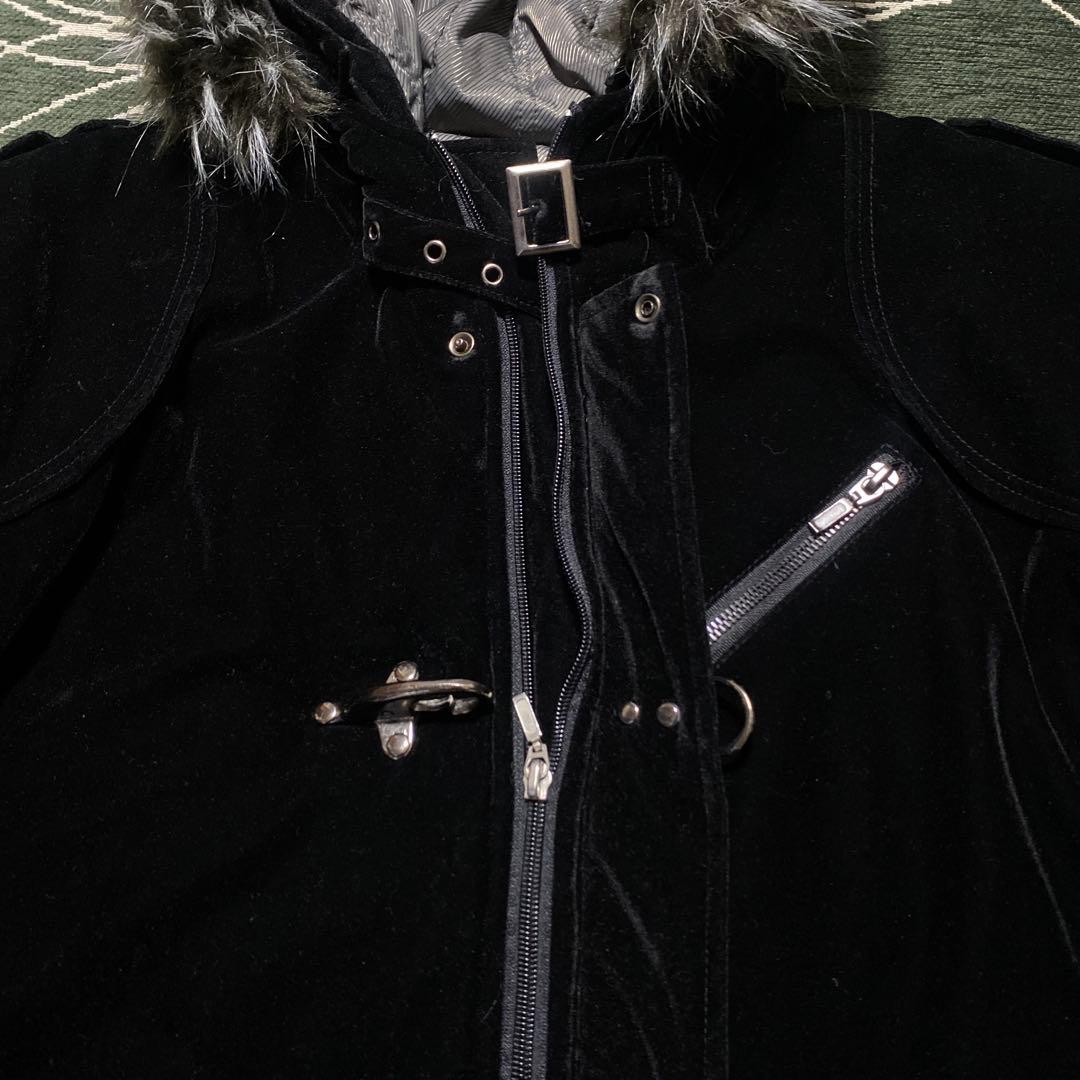 ジャケット・アウター Y2K Black velour fur long coat fireman