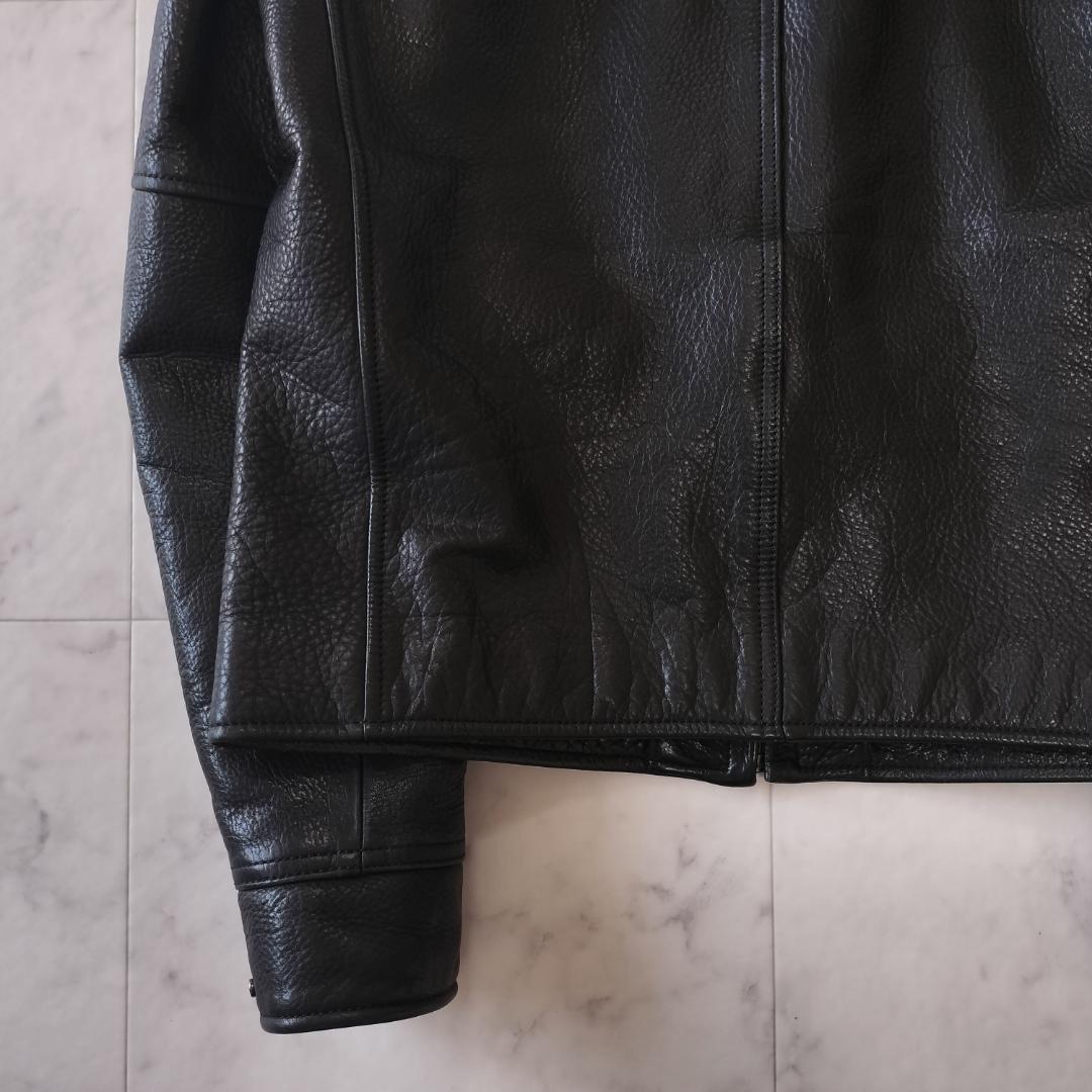 COACH 襟付きシングルライダースジャケット M ブラック レザージャケット