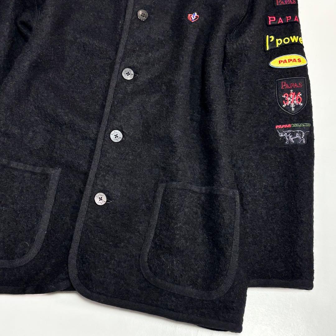 日本製　PAPAS　パパス　ウール100　黒・ブラック　ジャケット　48M