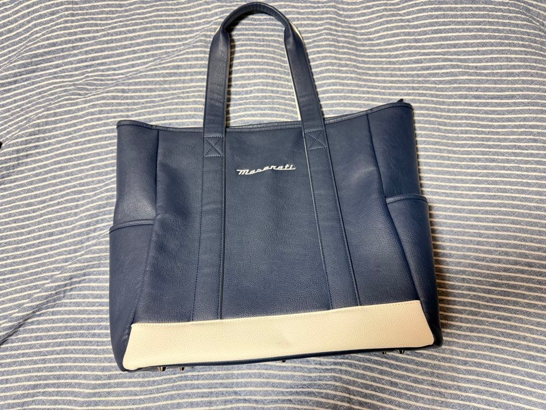 Maserati マセラティ純正バイカラートートバッグネイビー/ホワイト40cm
