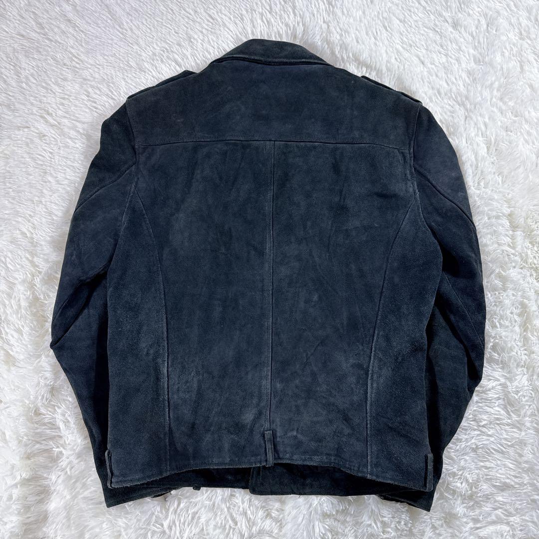 【海外古着】SELECTED HOMME スエード ダブルライダース 牛革 黒L